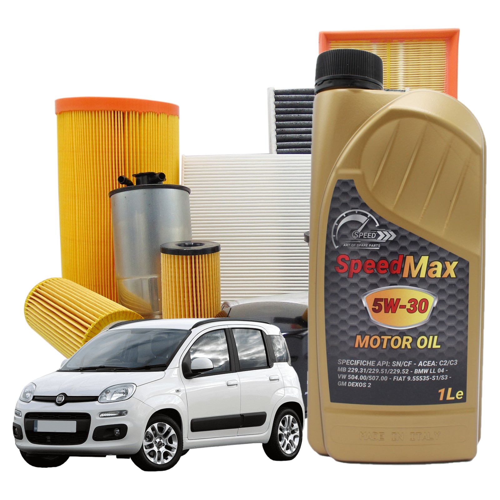 Kit Tagliando 3 litri olio motore Speed Max 5w30 per Fiat Panda