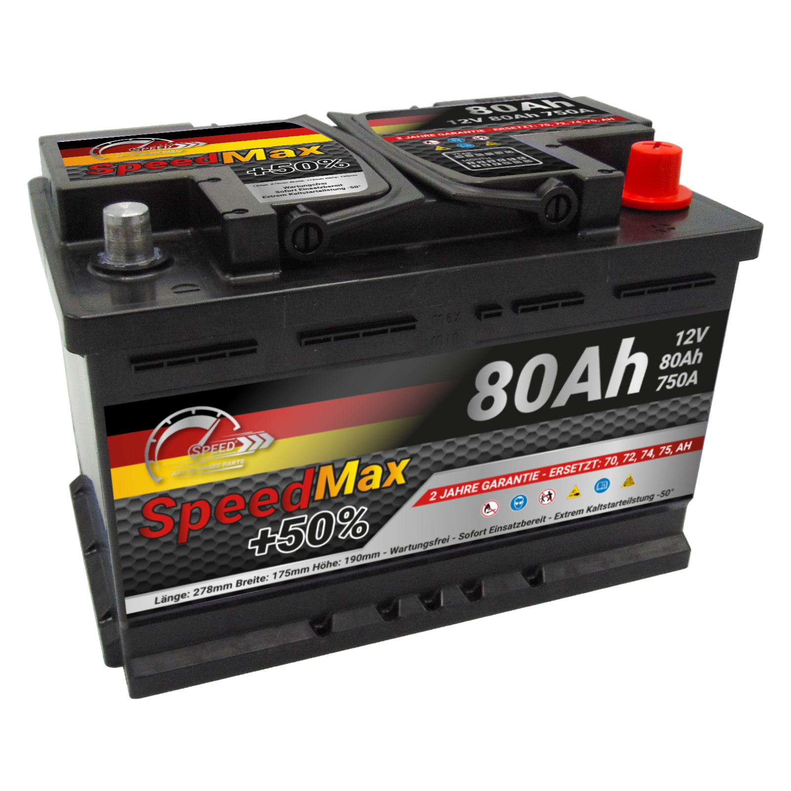 Batteria auto SPEED MAX 80Ah 750A 12V