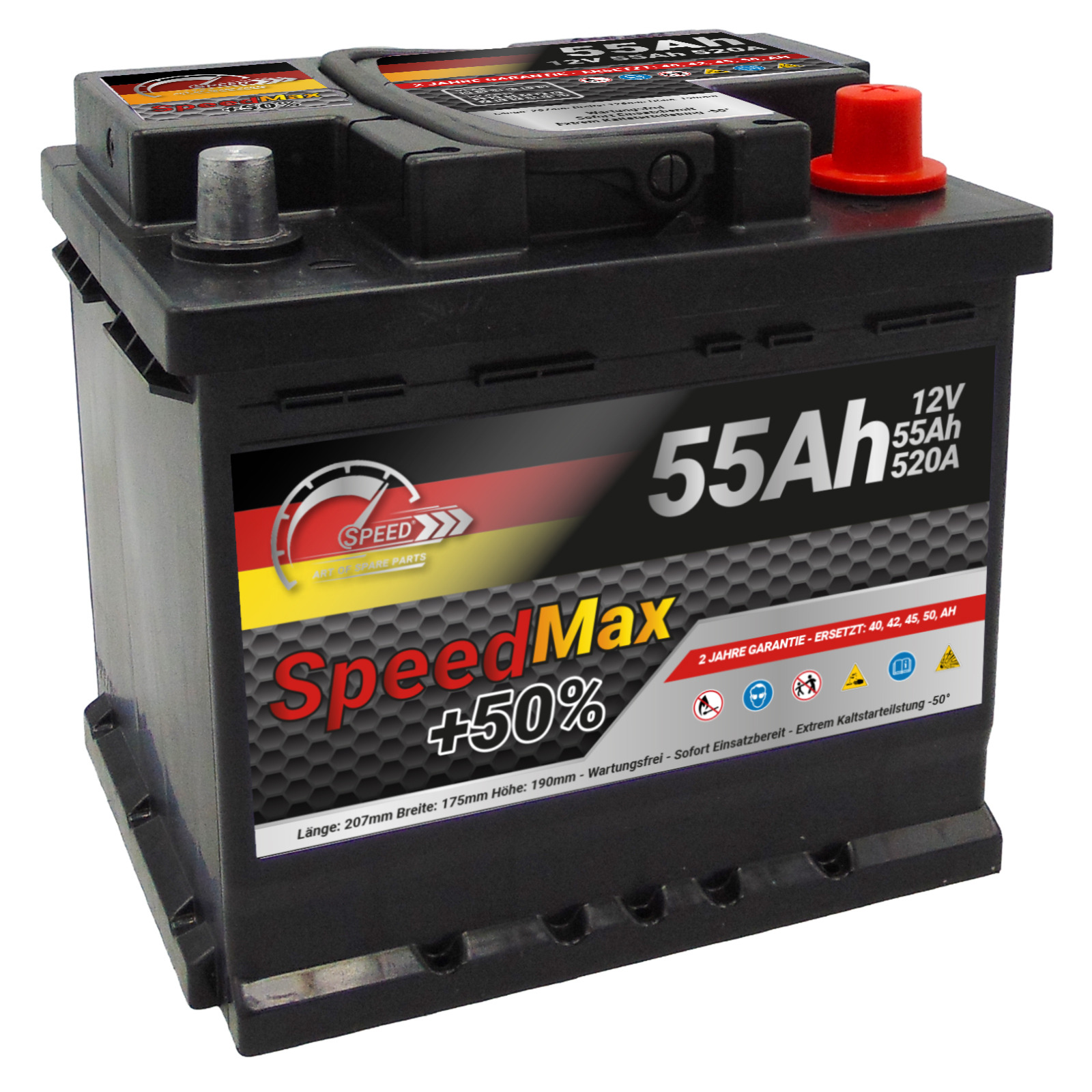 Batteria auto SPEED MAX 55Ah 520A 12V +50%