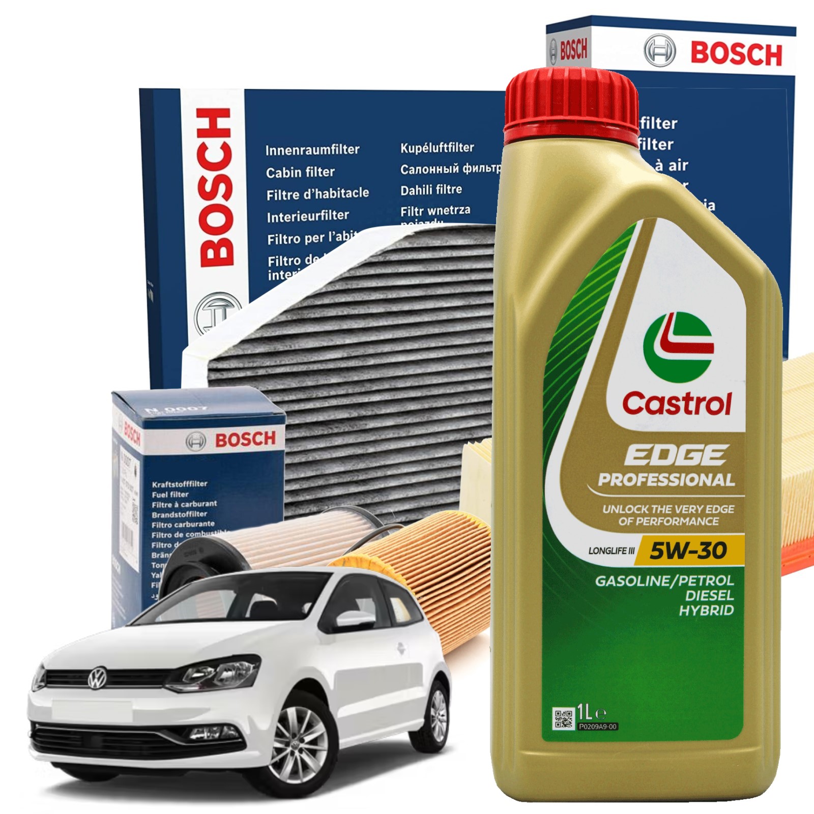 Kit Tagliando 5lt Olio Castrol EDGE Professional Longlife 3 5w30 Volkswagen Polo