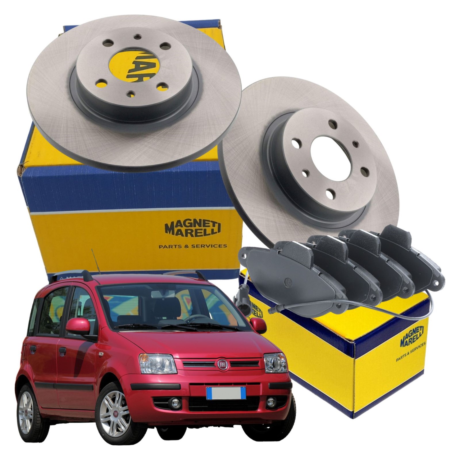 Dischi Freno e Pastiglie Anteriori Magneti Marelli per Fiat Panda