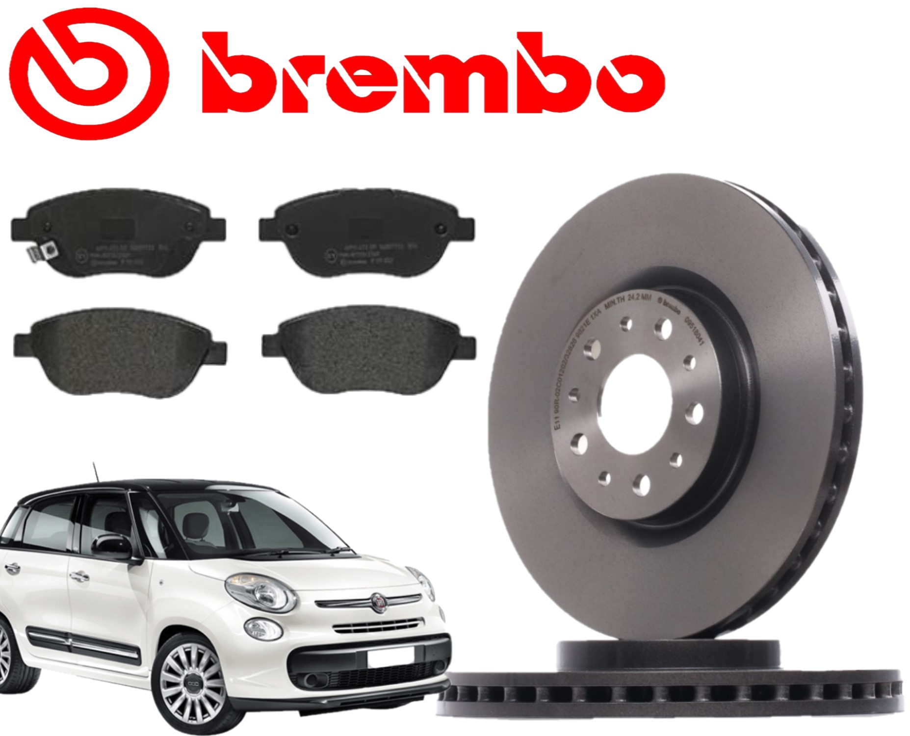 Kit Dischi e Pastiglie Freno Anteriori Brembo Fiat 500L  0.9 NP 1.3 D 1.4