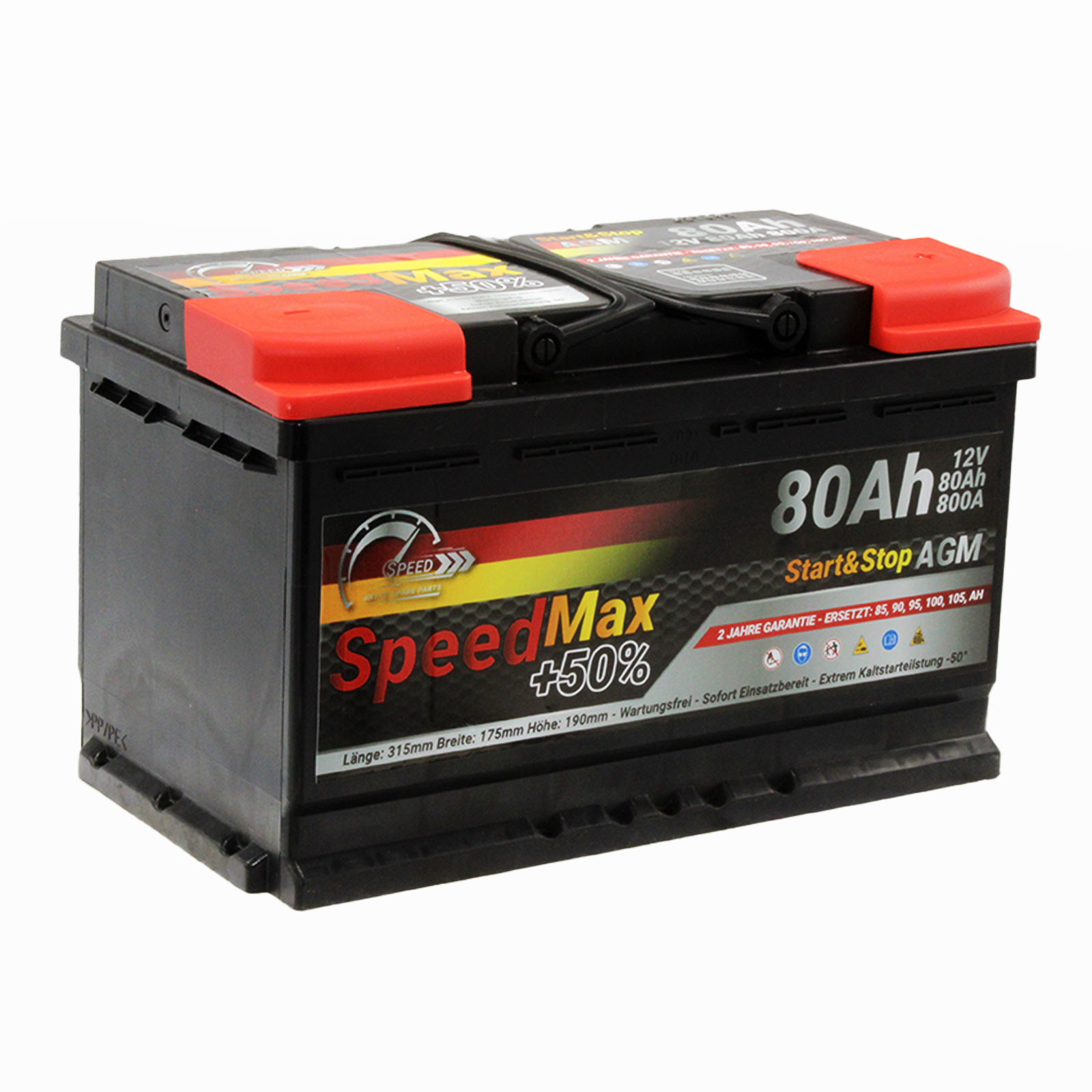 Batteria Speed Max 80 Ah AGM 800A Start-Stop 12v