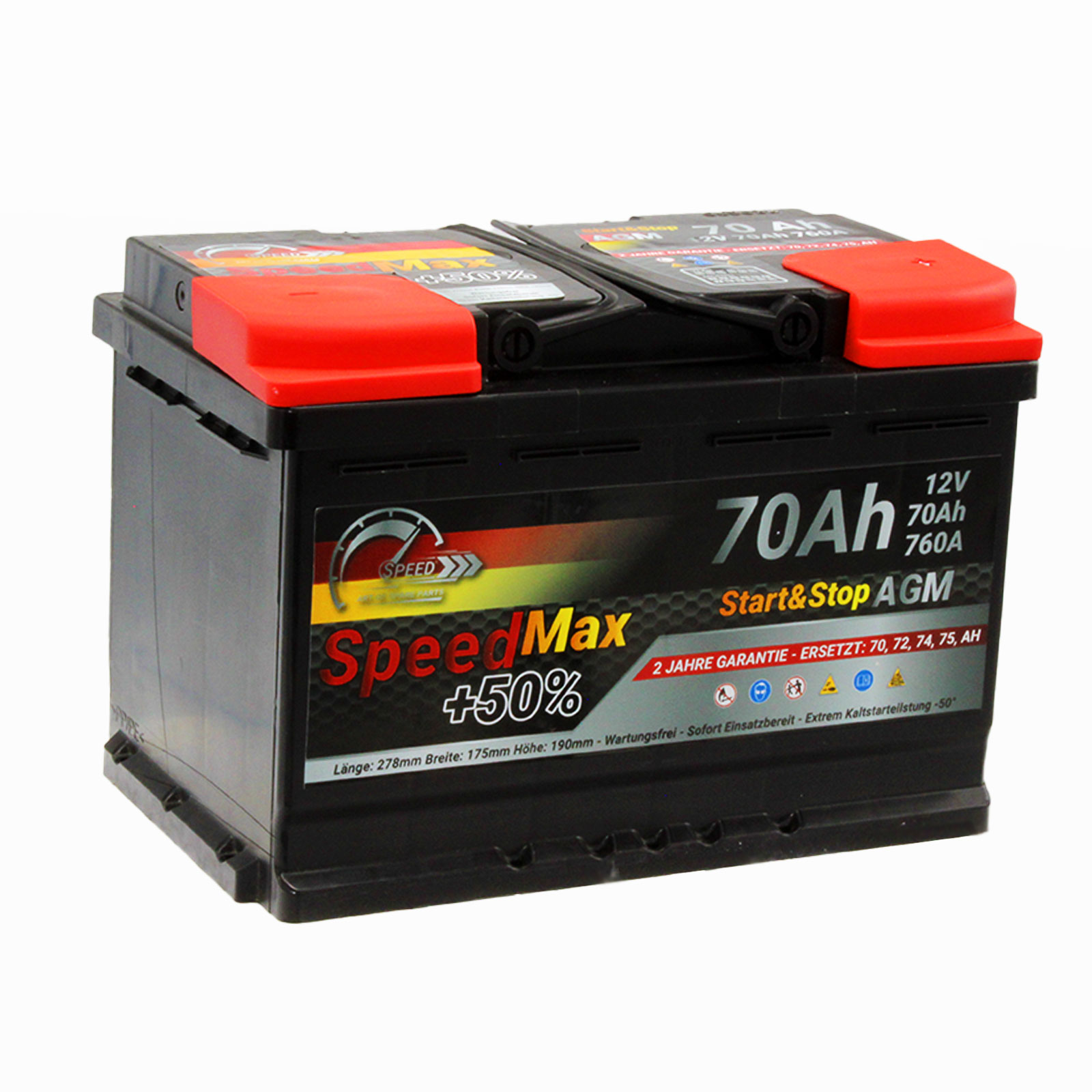 Batteria Speed Max 70 Ah AGM 760A Start-Stop 12v