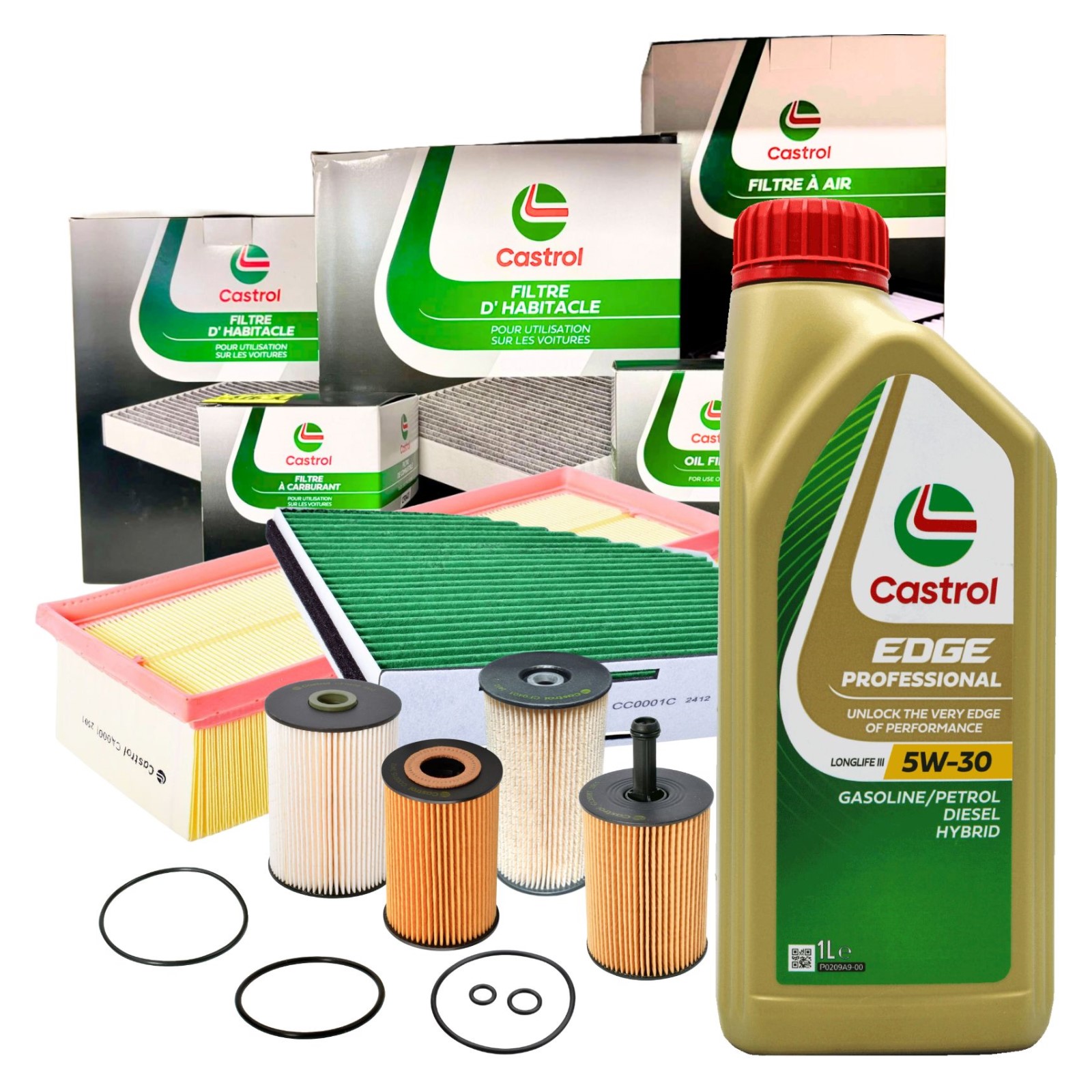 Kit Tagliando Castrol + 5 Litri 5W30 LL III VW Audi Skoda Seat 1.9 2.0 TDI
