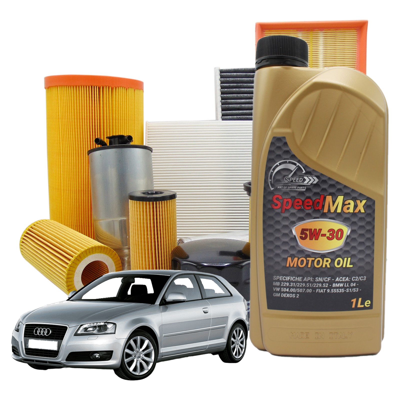 Kit Tagliando 5 Litri Olio Motore Speed Max 5w30 per Audi A3