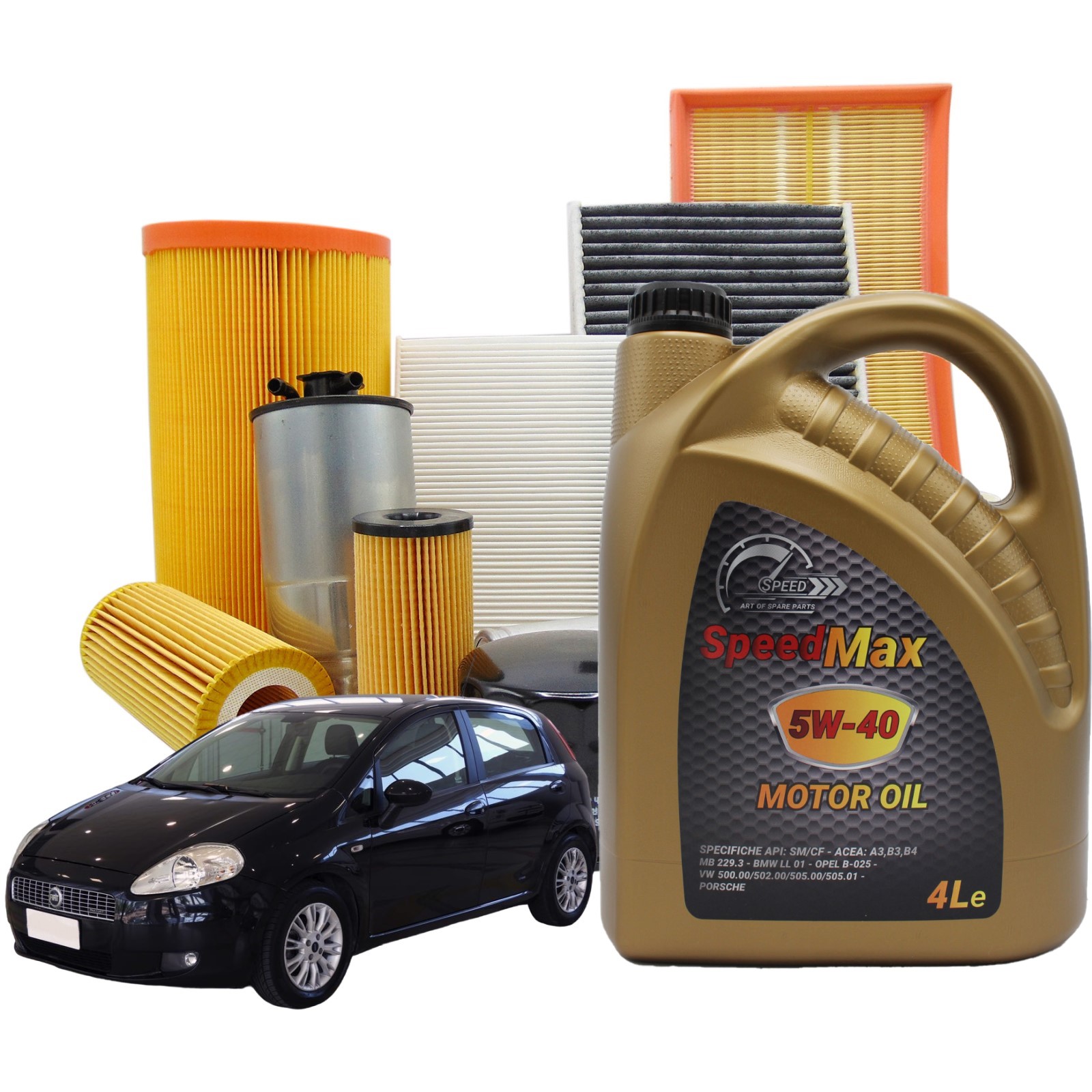 Kit Tagliando 4 litri olio motore Speed Max 5w40 per Fiat Grande Punto