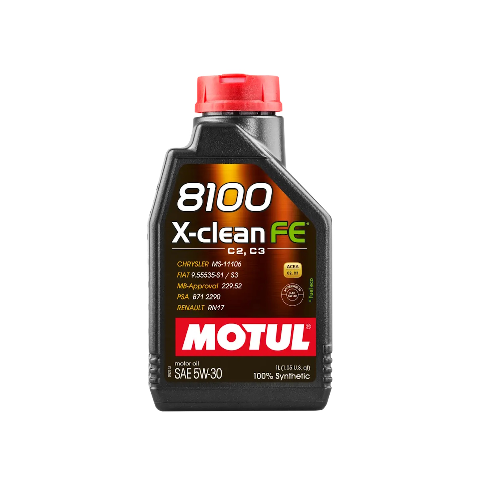 Motul 8100 X-Clean FE 5W-30 è un olio motore 100% sintetico per veicoli benzina e diesel, compatibile con DPF e normative Euro 4, 5 e 6.