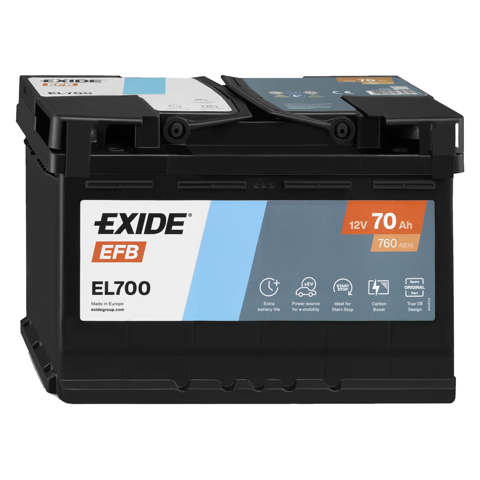 Batteria Exide 70Ah 720A Start-Stop EFB